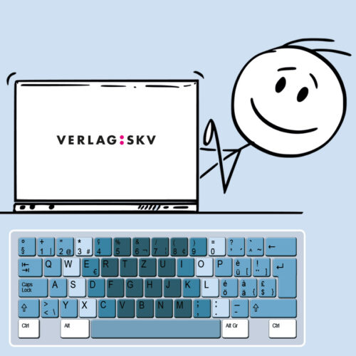 Tastaturschreiben: Eingefärbte Tastatur zeigt die verschiedenen Tastenblöcke
